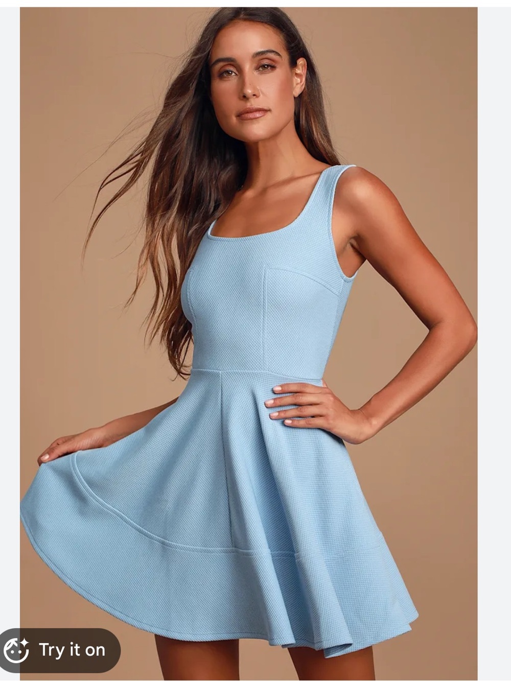 Lulu's Light Blue Scoop Neck Skater Dress
